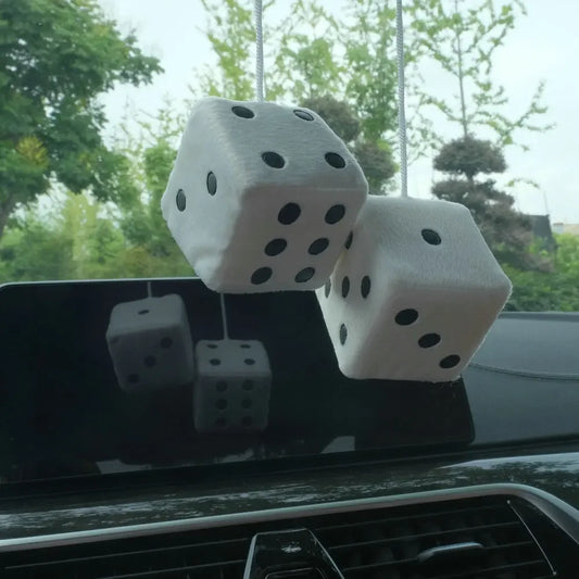Soft Fuzzy Dice Rear View Mirror Hanger Decoration
